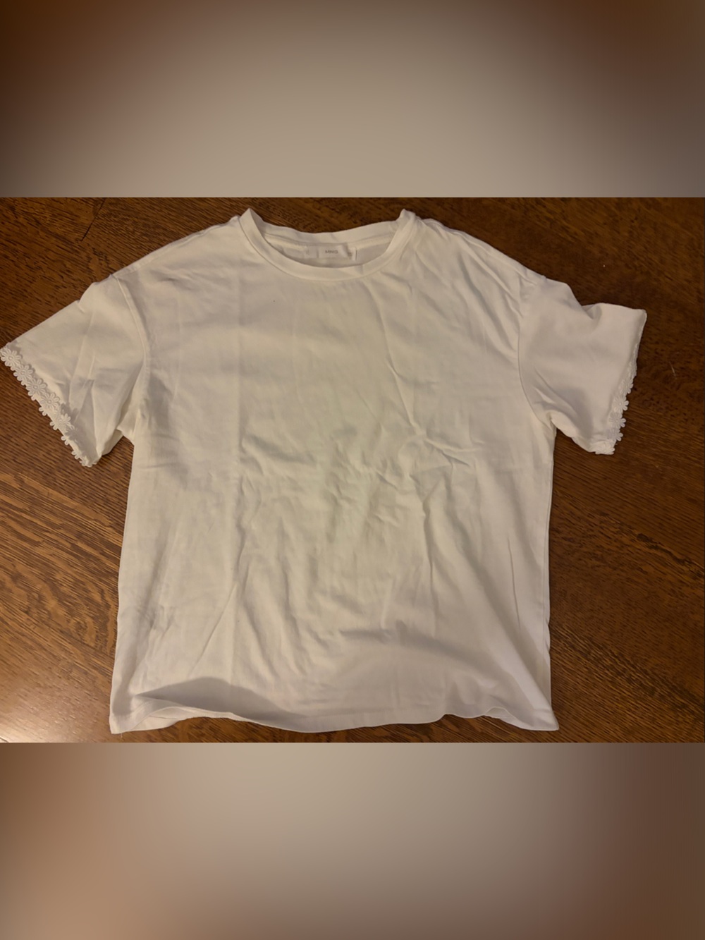 Classic White Short Sleeve Tee with Lace Trim